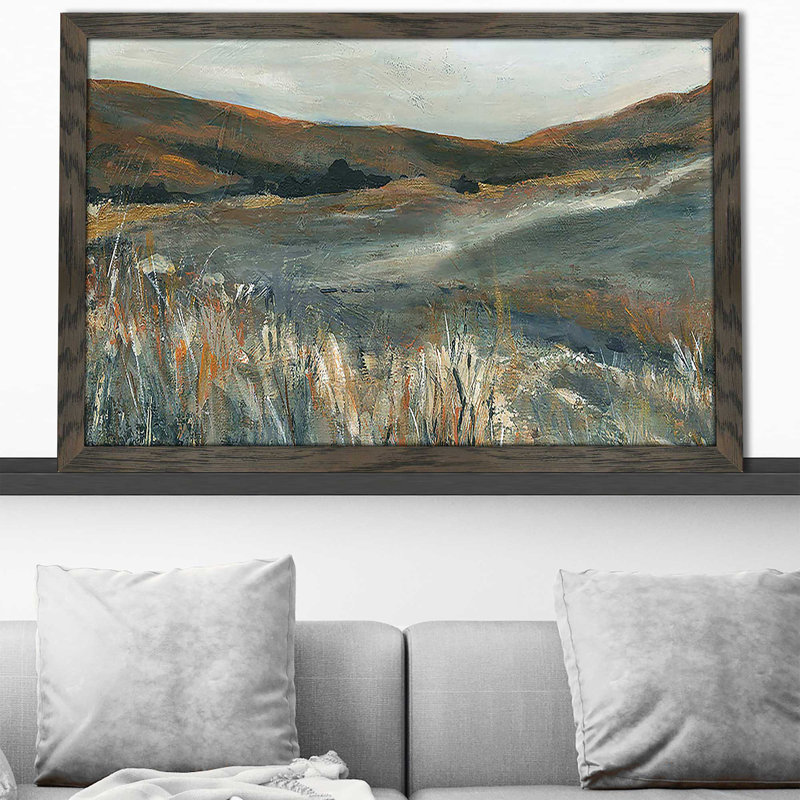 Coucher de soleil sur cuivre par Carol Robinson - Peinture, Impression encadrée, H 27,5 po x l 39,5 po, Chocolat vieilli