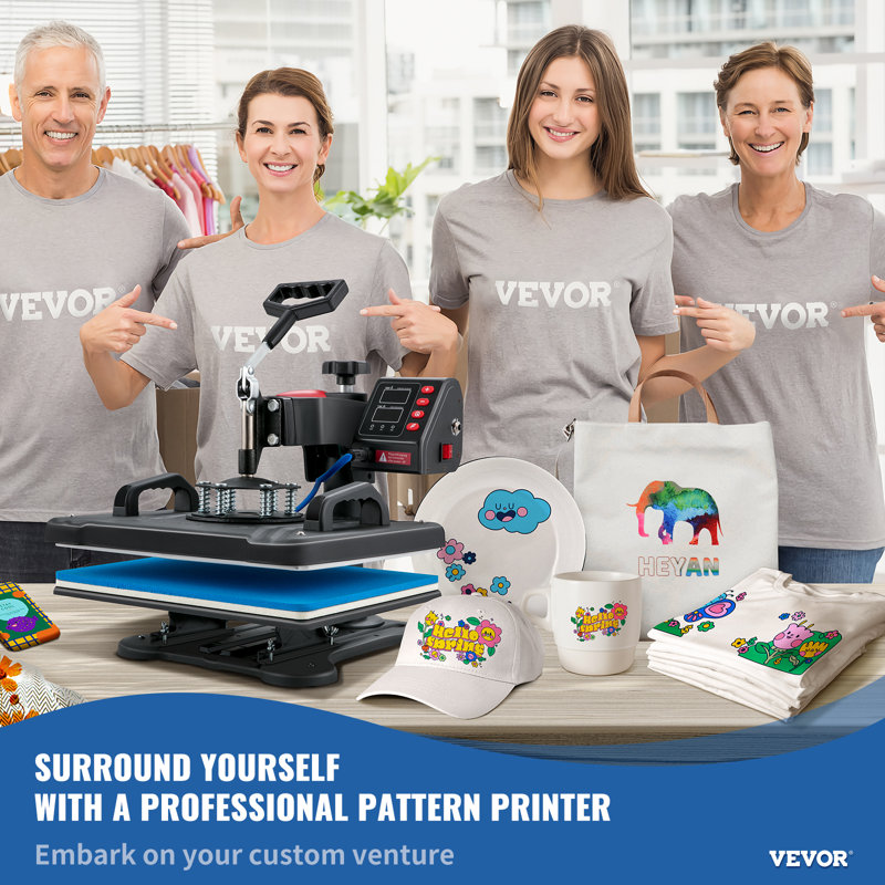 VEVOR 5-in-1 Black and Blue Vinyl Heat Press Machine