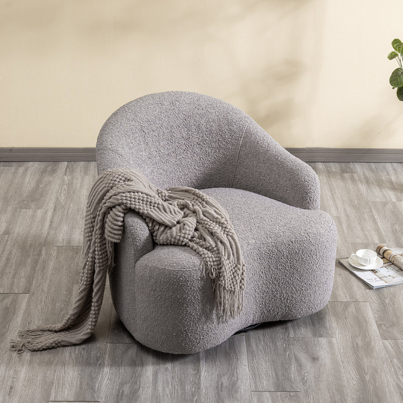 Fauteuil demi-tonneau pivotant 34 po, Mélange de polyester gris foncé