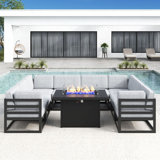 9 - Piece Outdoor Modular Sectional Set with Fire Table