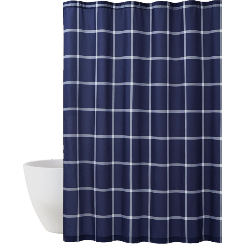 Plaid Shower Curtain, Navy/White