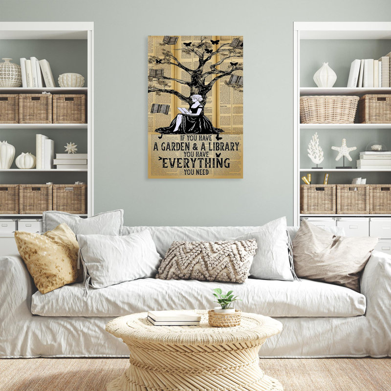 Kueen If You Have A Garden And A Library On Canvas, impression, H 36 po x l 24 po x P 1,25 po