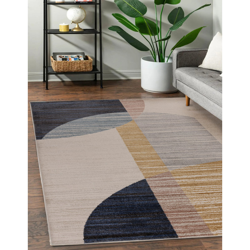 Deboran Blocks Cream/Multi Area Rug, Rectangle 160 x 220 cm