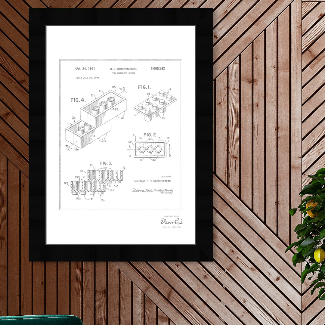 'Lego Toy Building Brick 1961' Framed Graphic Art in Silver
