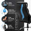Fauteuil de direction ergonomique avec pivotement à 360 °, réglage de la hauteur, revêtement en similicuir, appui-tête et soutien lombaire