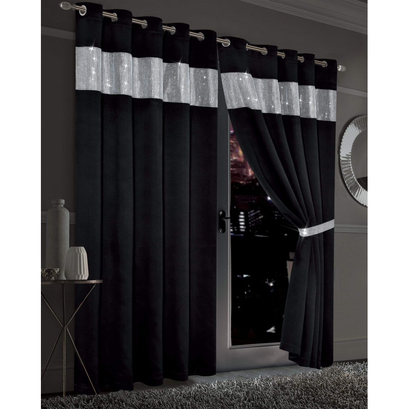 Blackout Curtain Panel Pair, 137cm Width x 167cm Drop, Black