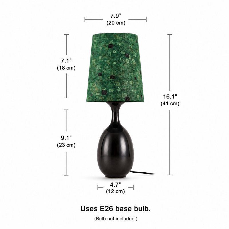 Black Ceramic Floral Shade Table Lamp