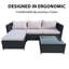 193 cm W L-Shaped Metal and Wicker Patio Corner Sofa Set with Cushions-1132722056-1132722063
