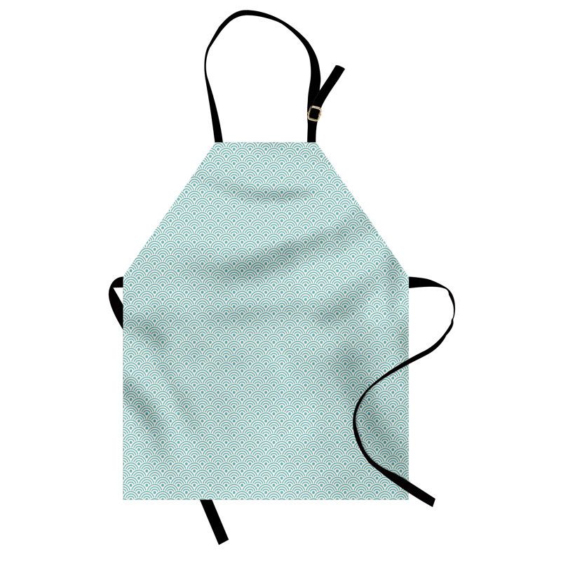 East Urban Home Circle Apron Unisex, Eastern Ocean Inspired, Adult Size, Sky Blue White