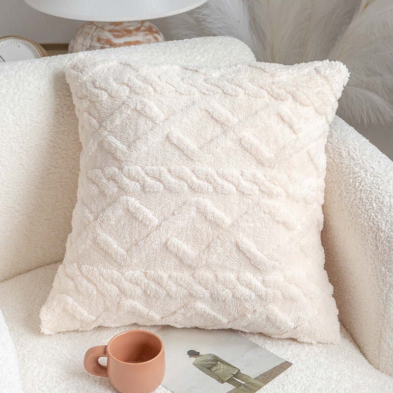 (Couvertures avec inserts) Ensemble de 2 coussins décoratifs à motif géométrique surélevé avec inserts taille 18 po x 18 po blanc
