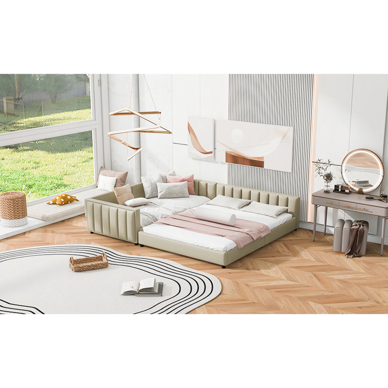Upholstered Platform Bed, PU Leather