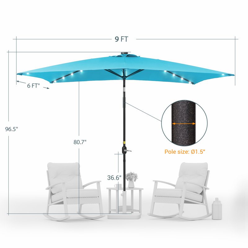 Parasol de marché inclinable 108 po Rydder, Bleu lac