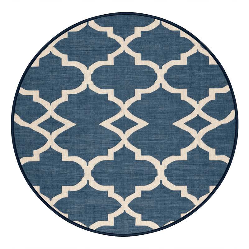 Tapis gris en treillis lavable à la machine, Rond 4 pi