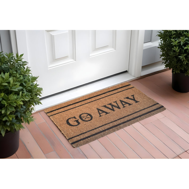 Tapis d'extérieur brun et noir en fibre de coco 18 "X 30" Go Away