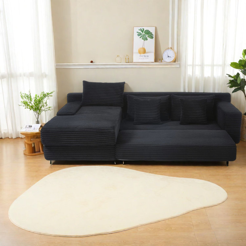 Canapé modulaire moderne en tissu noir en forme de L minimaliste pour le confort de la maison