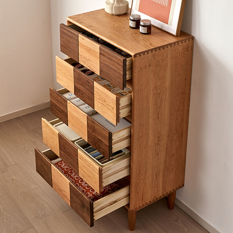 Commode d'appoint en bois massif Simple Checkerboard