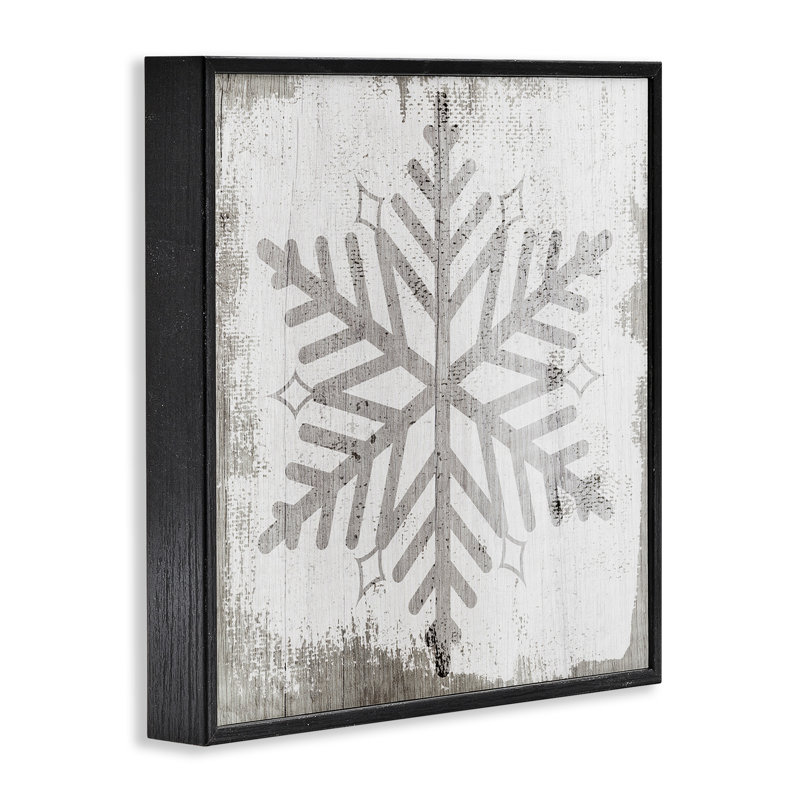 Forme de flocon de neige hiver nature at-251, H 12 po x l 12 po x P 1,5 po, Giclée encadrée noir minuit