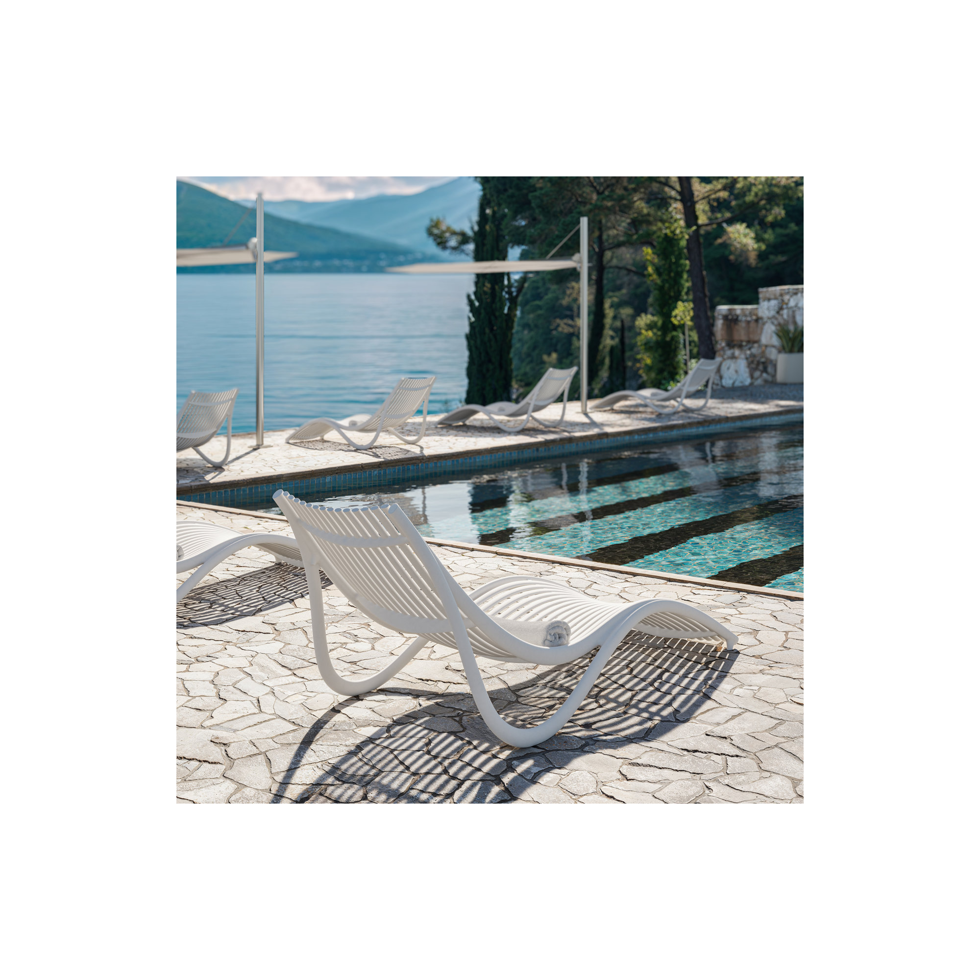 Ibiza Plastic Outdoor Chaise Lounge, White