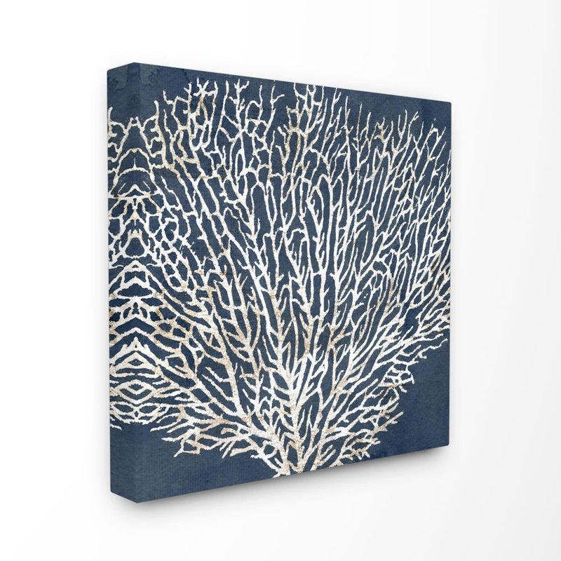 « sea corail ocean life silhouette white blue », impression, H 30 po x l 30 po x P 1,5 po, Toile tendue