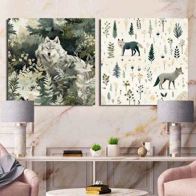 Majestic Wolf Wilderness - Animals Wolf Square Collage Set Of 2