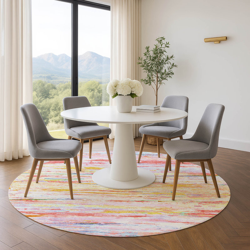 Premium Machine Washable Pirtle Abstract Rug, Round 8'