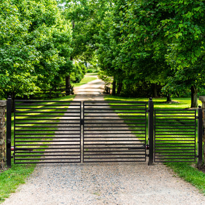 MILAN Style Steel Dual Swing Driveway Gate with Pedestrian Gate