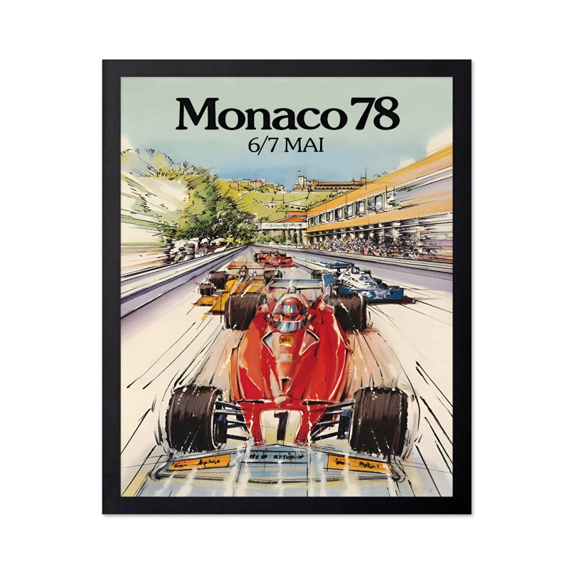 Monaco Car Racing, Cadre noir, Affiche, H 12 po x l 16 po