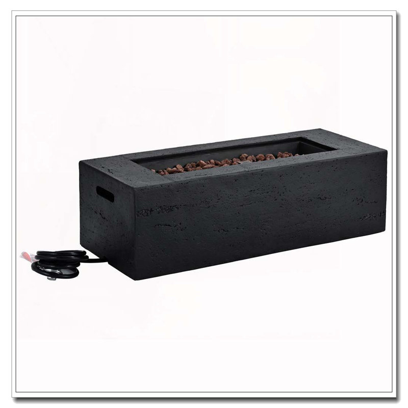 Outdoor Rectangular Propane Fire Pit, Black