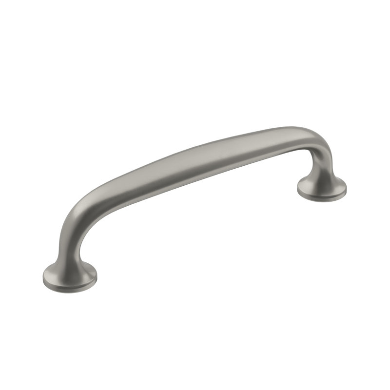 Poignée de meuble arquée Renown 3-3/4 pouces (96 mm) d'entraxe, en nickel satiné, Nickel satiné, 3 3/4"