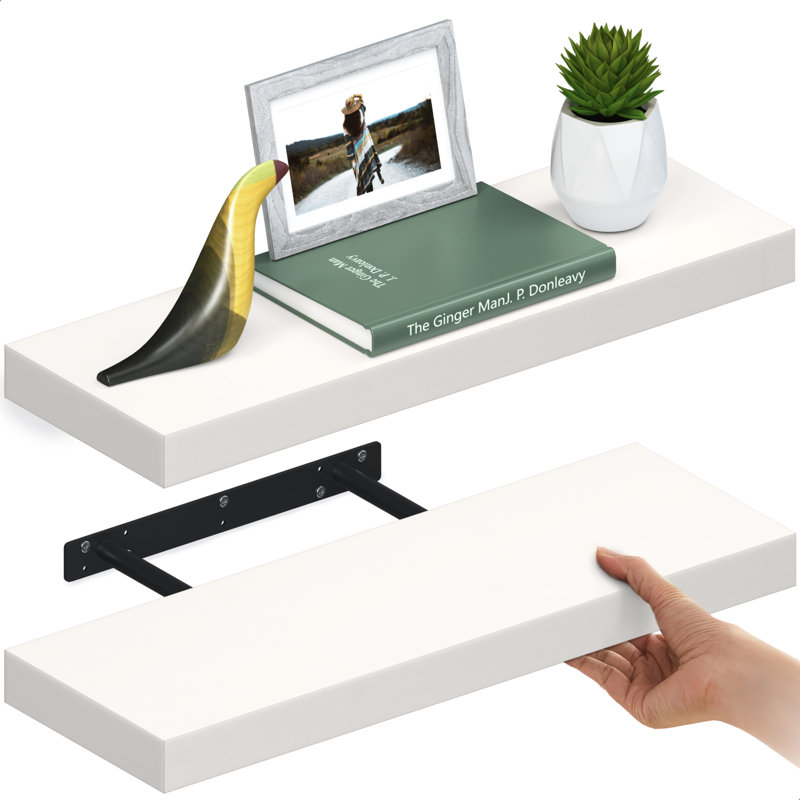 Miami Floating Shelves for Wall, 24" Wood Wall Shelf 8" Depth, White