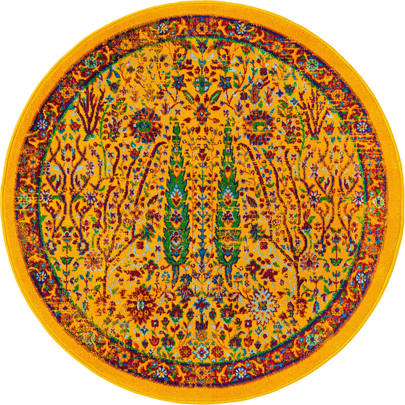 Manlia Oriental Indoor Rug, Round 4'