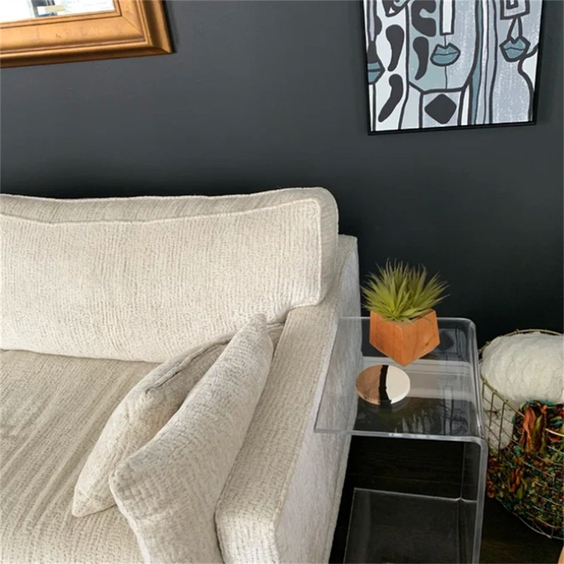 Table d'appoint en forme de C en acrylique transparent, Brun, H 24 po x l 12 po x P 14 po