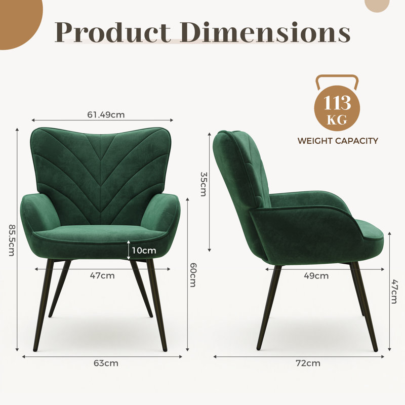 Velvet Armchair, Green