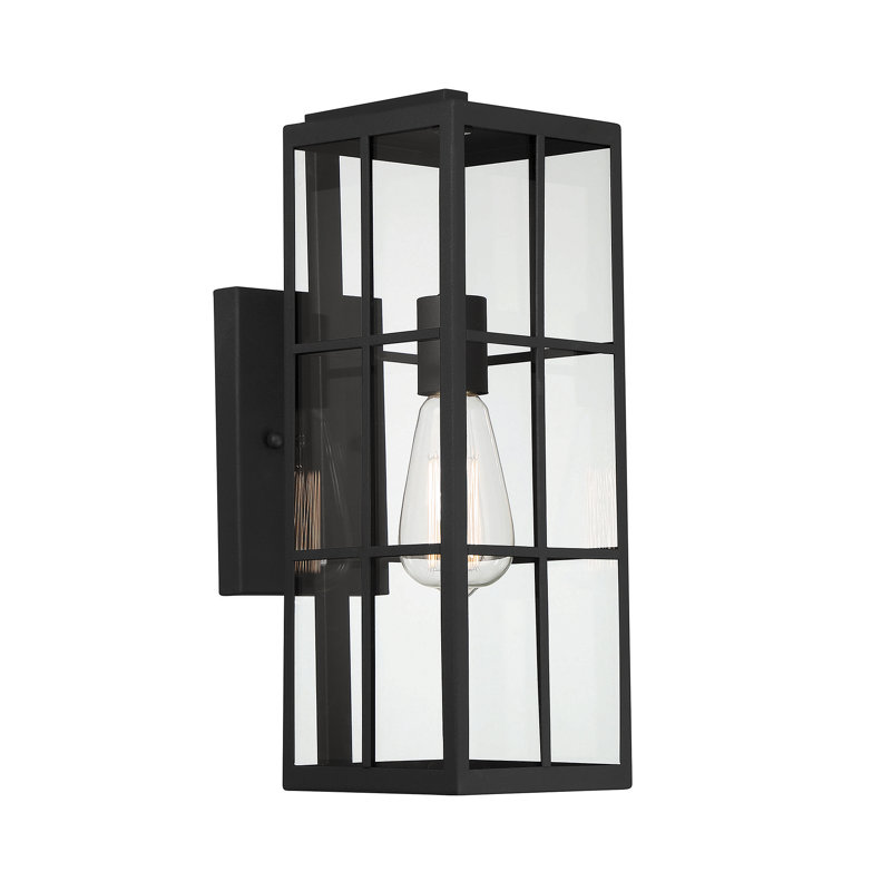 Lanterne murale d'extérieur 1 lumière Savoy House Ericson en noir mat, H 16 po x l 5,5 po x P 8,25 po