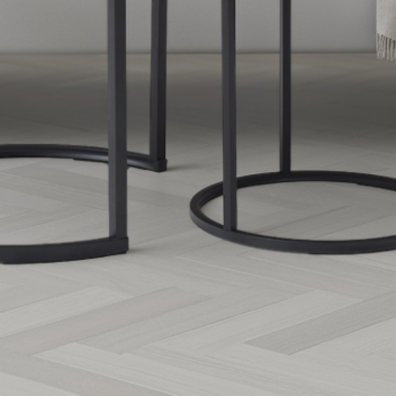 Modern Nesting Coffee Tables Set – Space-Saving Round Design with Marble Pattern & Black Metal Frame, White