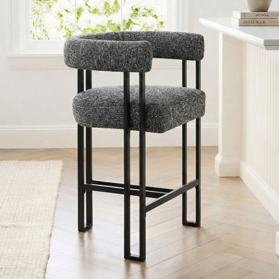 24" Upholstered Tweed Arm Counter Stool