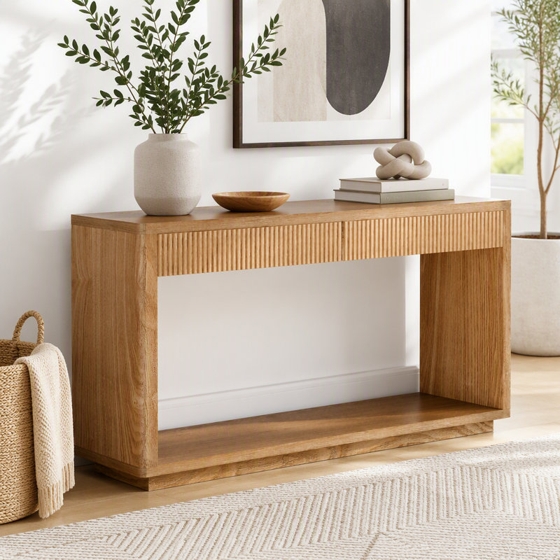 Console à 2 tiroirs Modern, Bois naturel