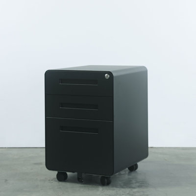 Rolling 3-Drawer Metal Storage Cabinet with Lock and Wheels