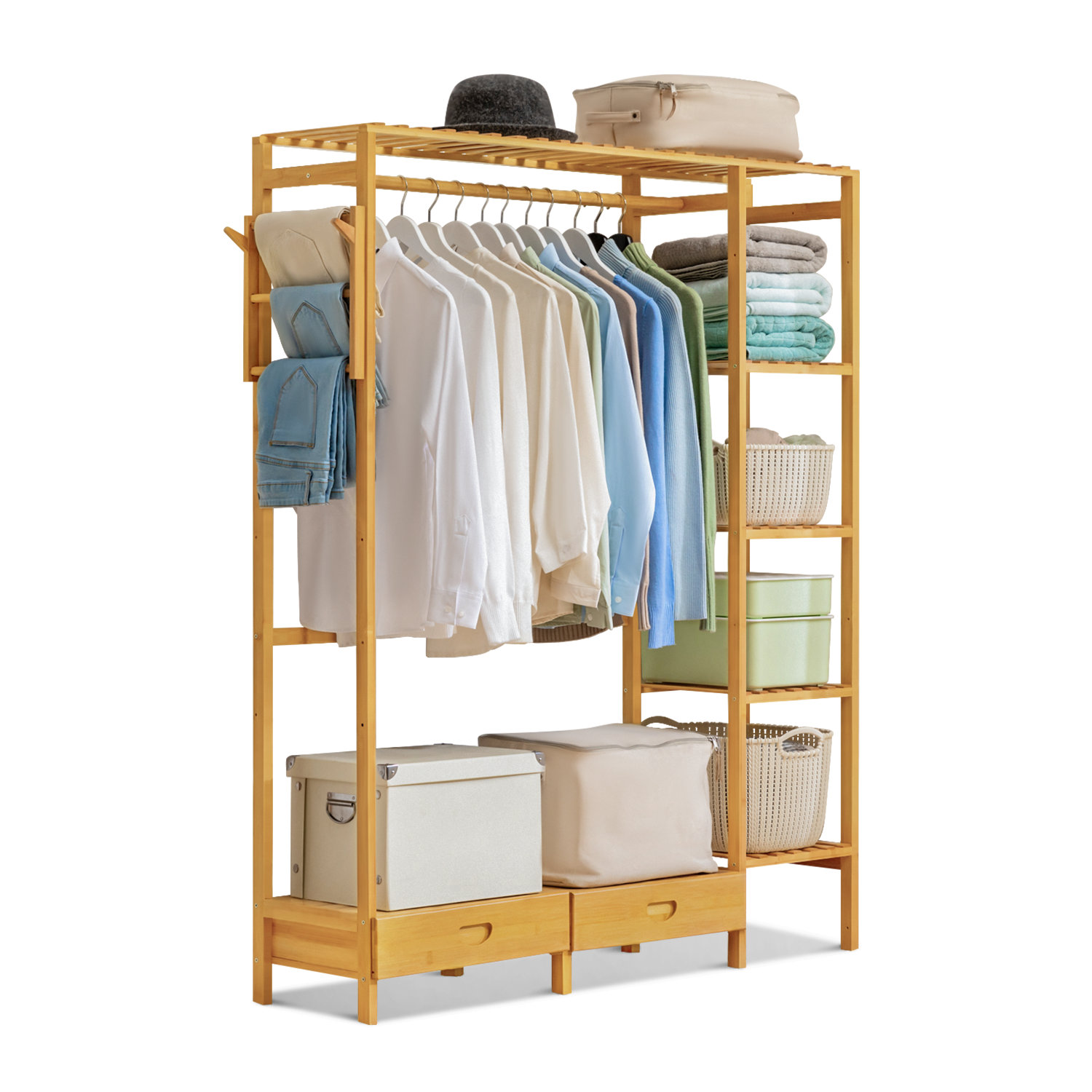 https://assets.wfcdn.com/im/23766051/compr-r85/2104/210473606/2-drawers-coat-pants-stand-closet-wardrobe-storage-shelf-hat-hooks-bamboo-clothing-rack-for-home.jpg