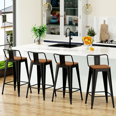 Outdoor Stool With Metal Frame by Williston Forge