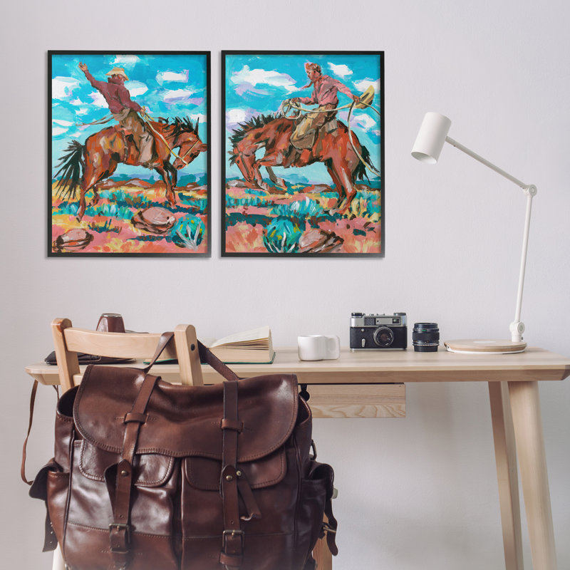  «Rustic Cowboys in Desert», ensemble de 2 estampes numériques par Melissa Wang, H 30 po x l 24 po