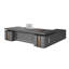 Bureau de direction moderne en L gris foncé minimaliste avec grand rangement et multiprise intégrée, bureau de direction et de direction de qualité supérieure-953058347-953058349