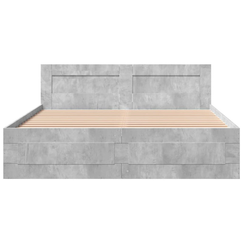 Krimhilde Drawers Bed Frame, 69cm H x 203cm W x 163cm D, Concrete Grey