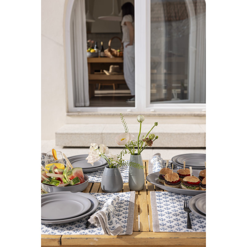 Over&Back Rimmed Oval Serving Platter, Gray