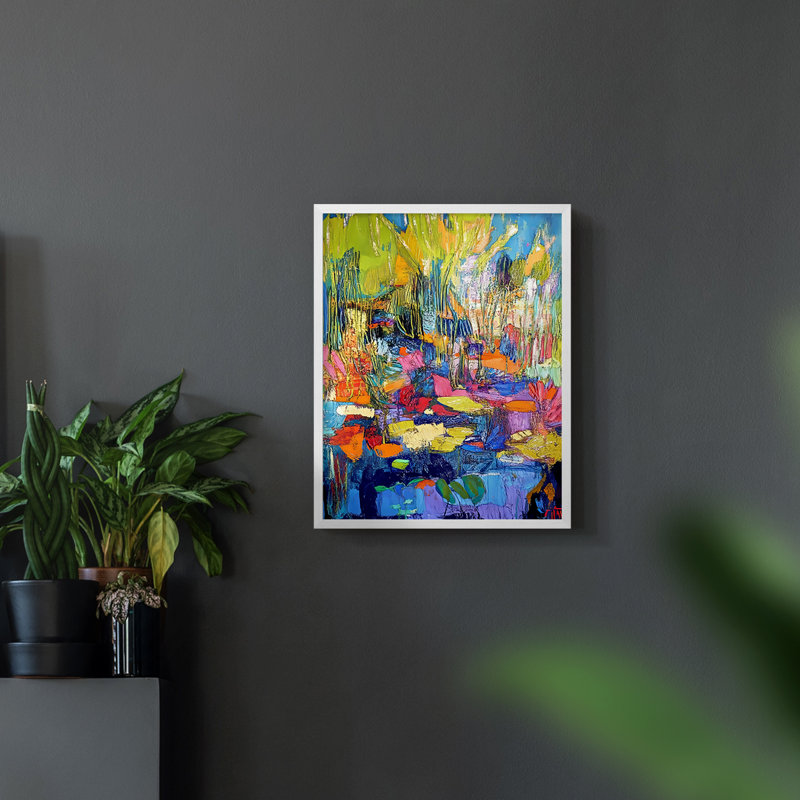 Série FLORAL dxcix - reproduction encadrée de qualité supérieure - prête à être accrochée - aucun clou requis, Blanc / Blanc