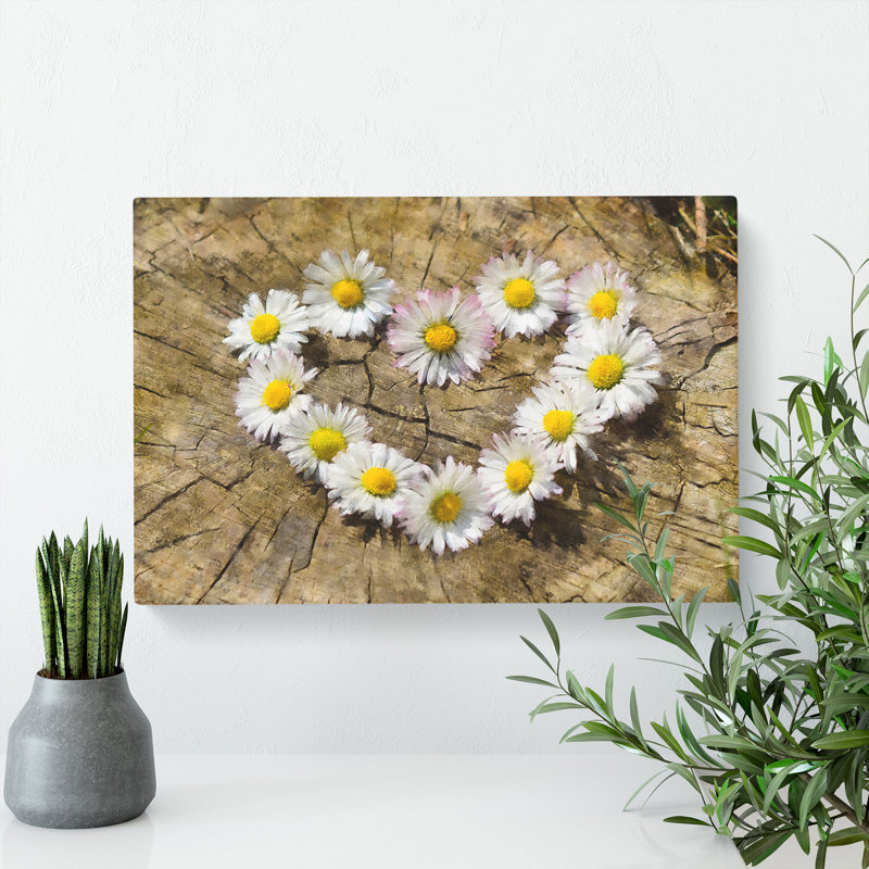 Daisy Heart Chain - Wrapped Canvas, 40cm H x 60cm W x 3cm D