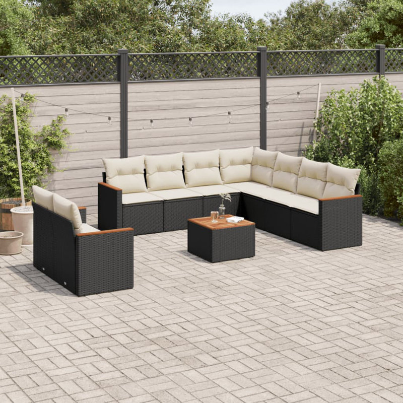 Ensemble de canapé de jardin en rotin, coussins Vidaxl