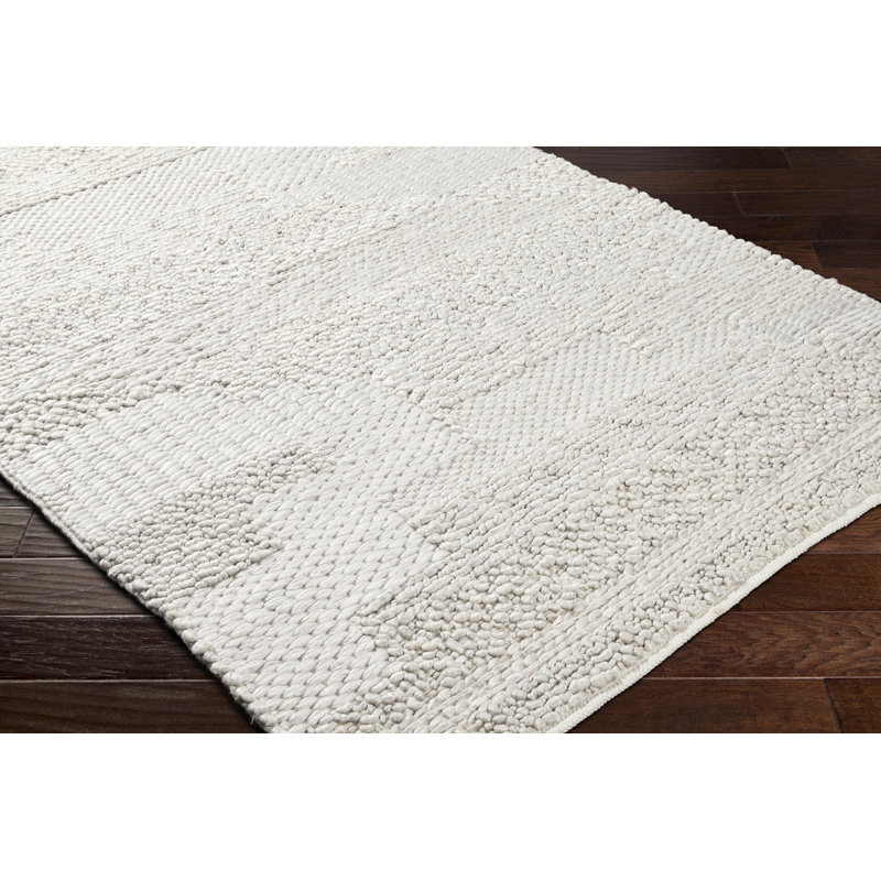 Vesta Handmade Hand Woven Light Gray Rug, Rectangle 8' x 10'