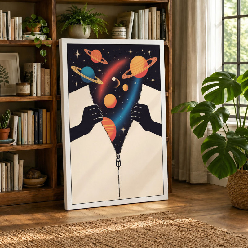 Unzipping the Universe Modern - Wrapped Canvas, 36x24 - 91.4 x 61.0 cm, Terracotta Border