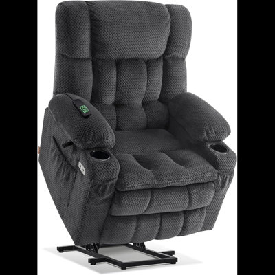 Dual Motor Power Lift Recliner Chair With Massage And Heat For Elderly People, Infinite Position, USB Ports, Cup Holders, Fabric 7890 (Medium-Regular)